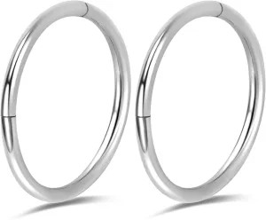 2Pcs Titanium Nose Rings 20G 18G 16G Nose Rings Hoops Diameter 5mm to 12mm Rose Gold-Black Cartilage Helix Tragus Daith Rook Hoop Earrings Hinged Segment Septum Clicker Body Piercing Jewelry