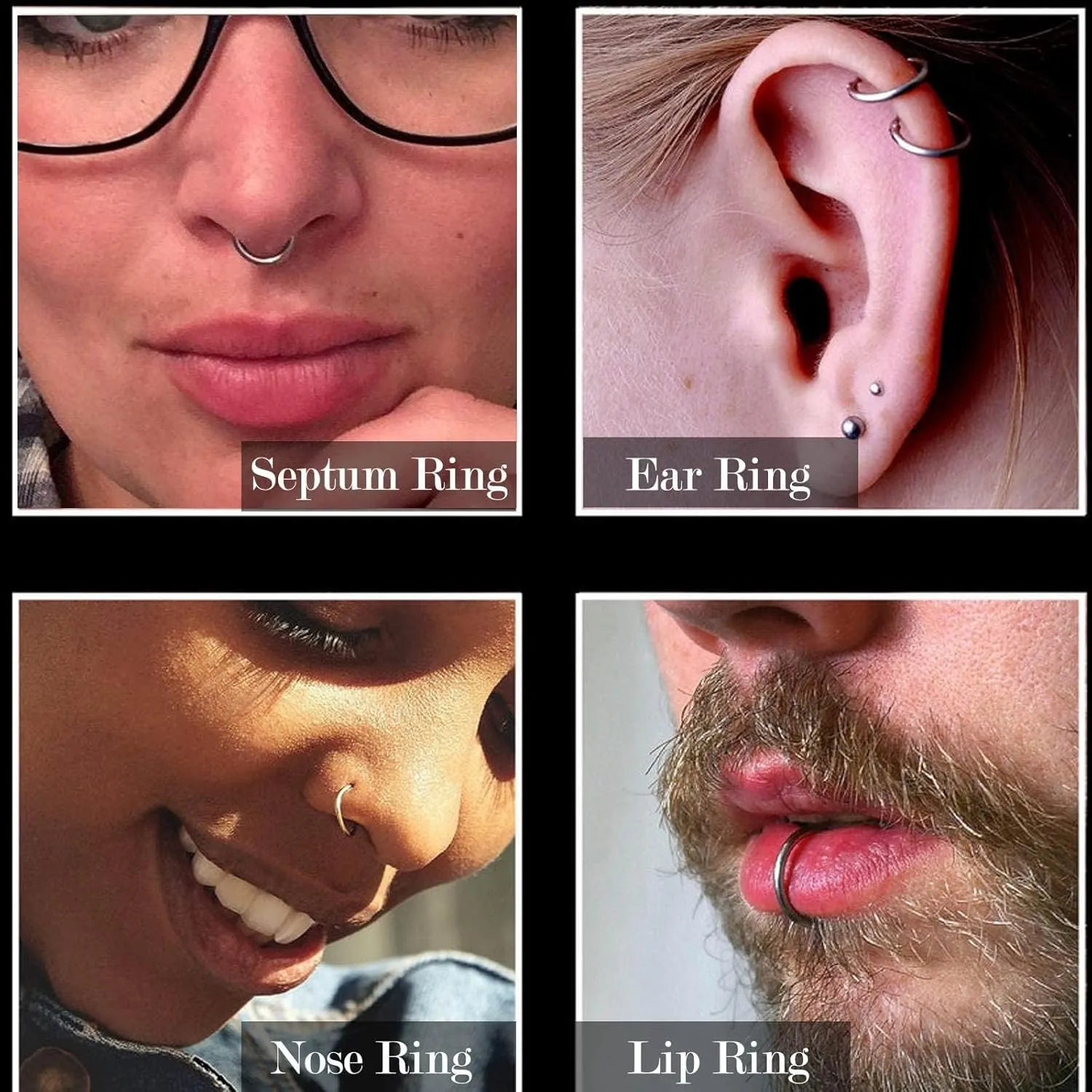 2Pcs Titanium Nose Rings 20G 18G 16G Nose Rings Hoops Diameter 5mm to 12mm Rose Gold-Black Cartilage Helix Tragus Daith Rook Hoop Earrings Hinged Segment Septum Clicker Body Piercing Jewelry