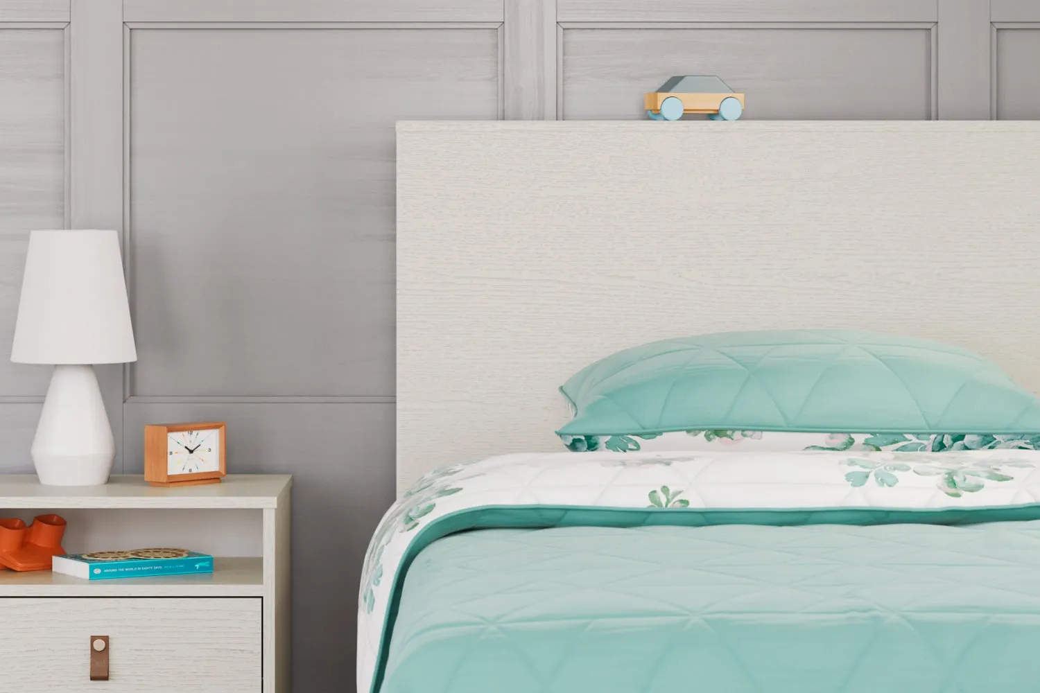 Aprilyn Twin Bookcase Headboard with Dresser and 2 Nightstands