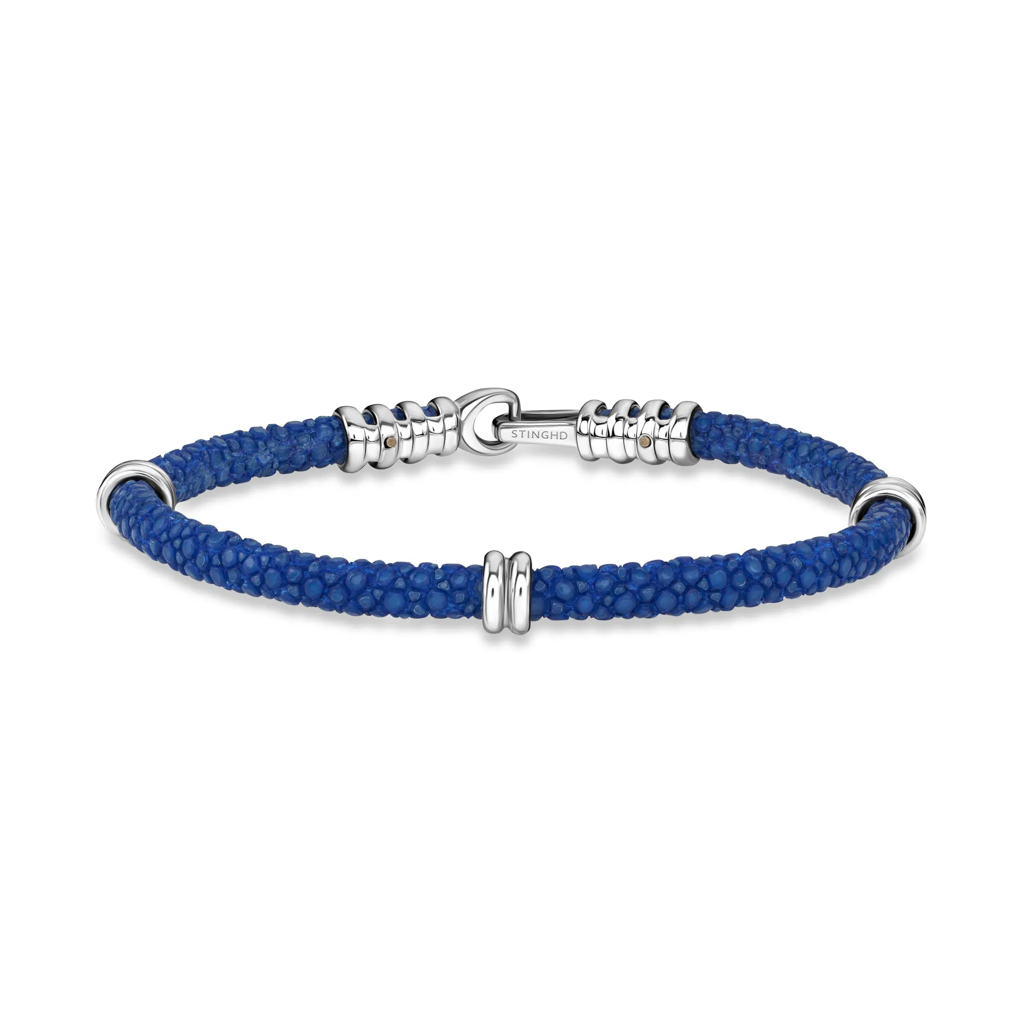 B425R Sterling Silver on Cobalt Blue Stingray - Single Strand