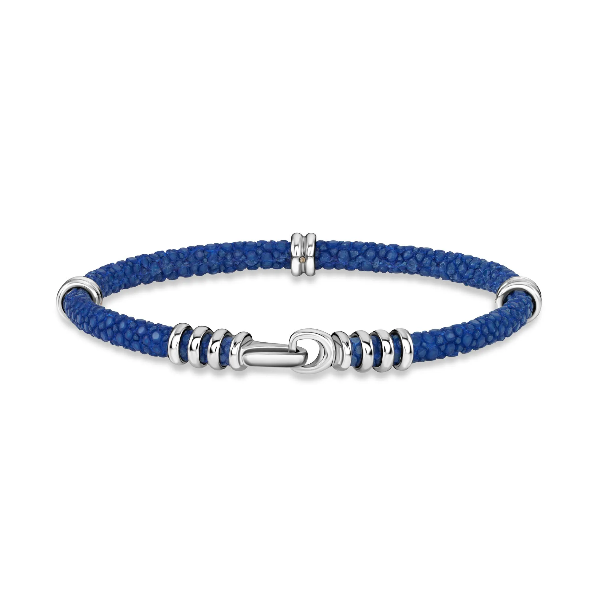 B425R Sterling Silver on Cobalt Blue Stingray - Single Strand