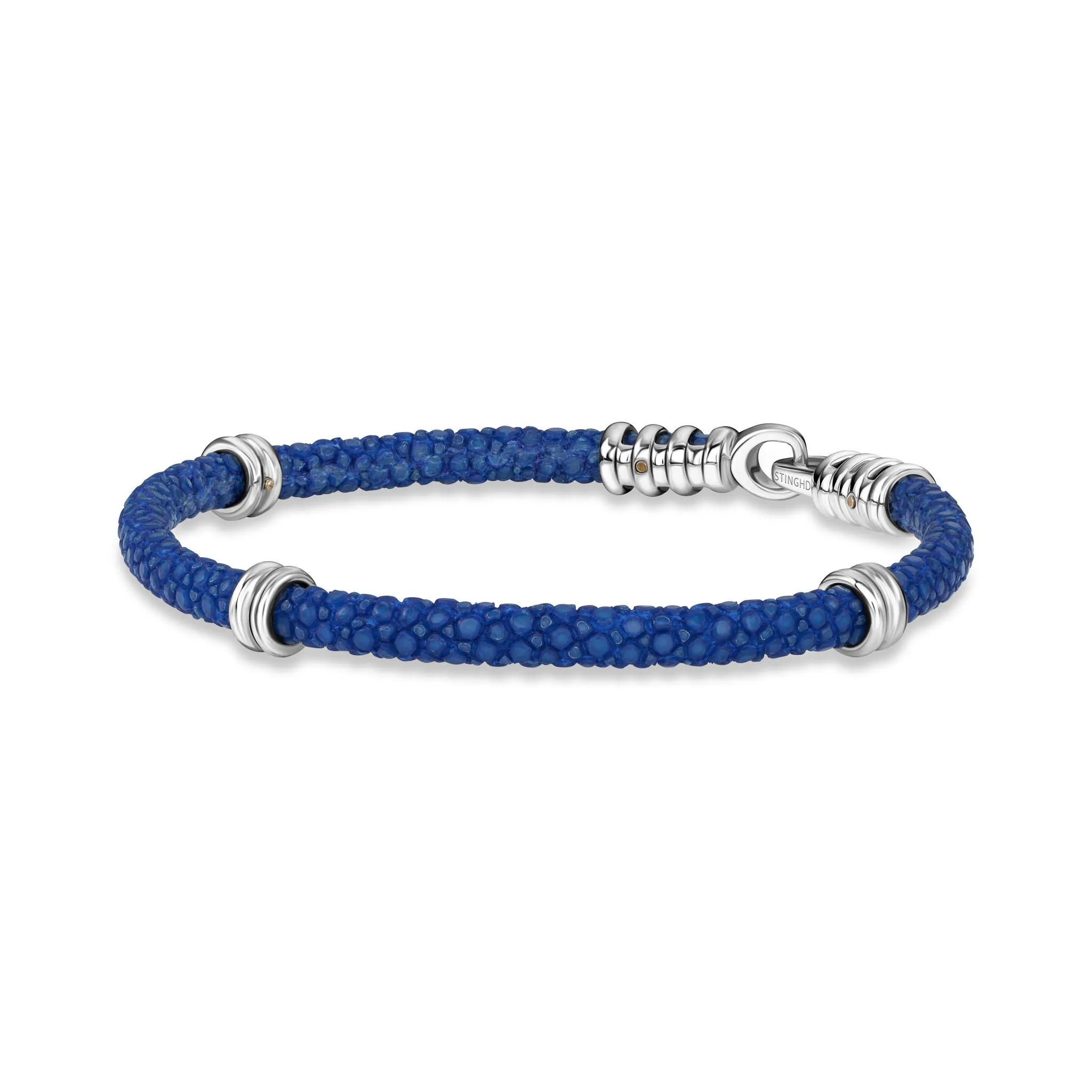 B425R Sterling Silver on Cobalt Blue Stingray - Single Strand