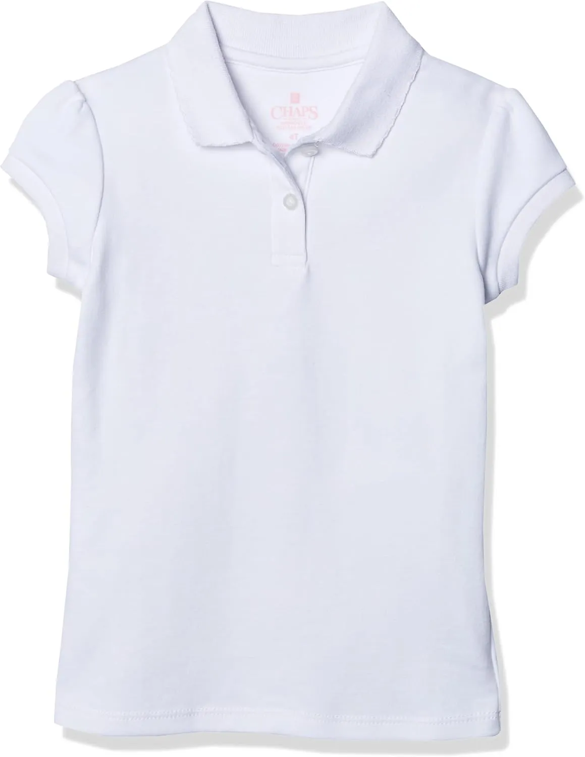Chaps Girls' School Uniform Short Sleeve Interlock Polo