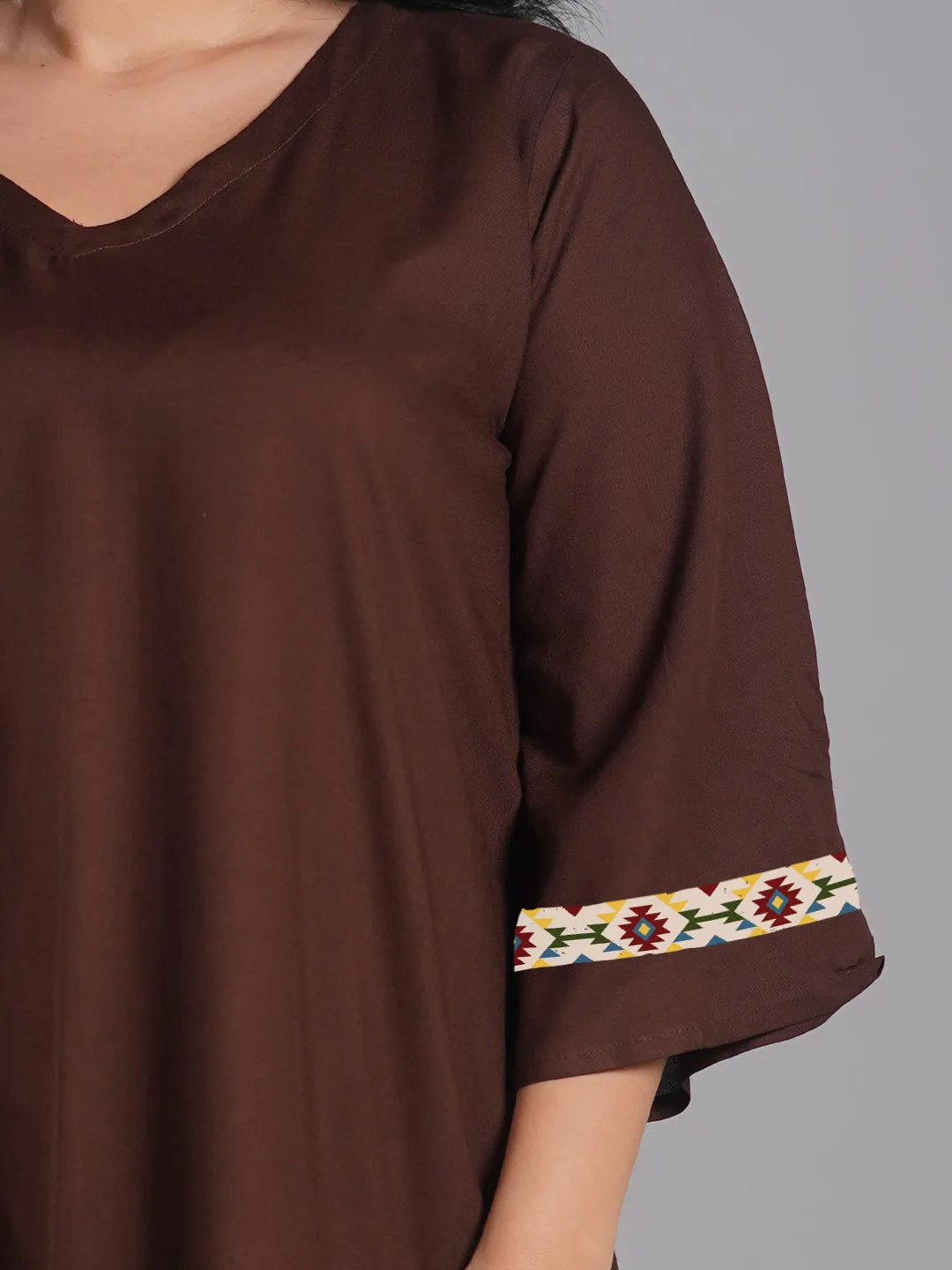 Coffee Rayon Kurti - Expresso