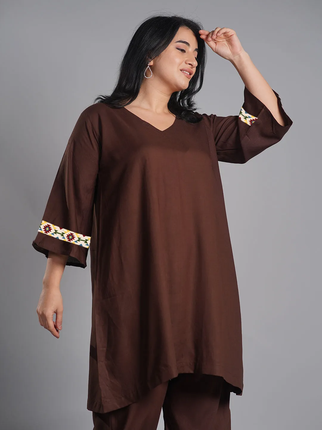 Coffee Rayon Kurti - Expresso