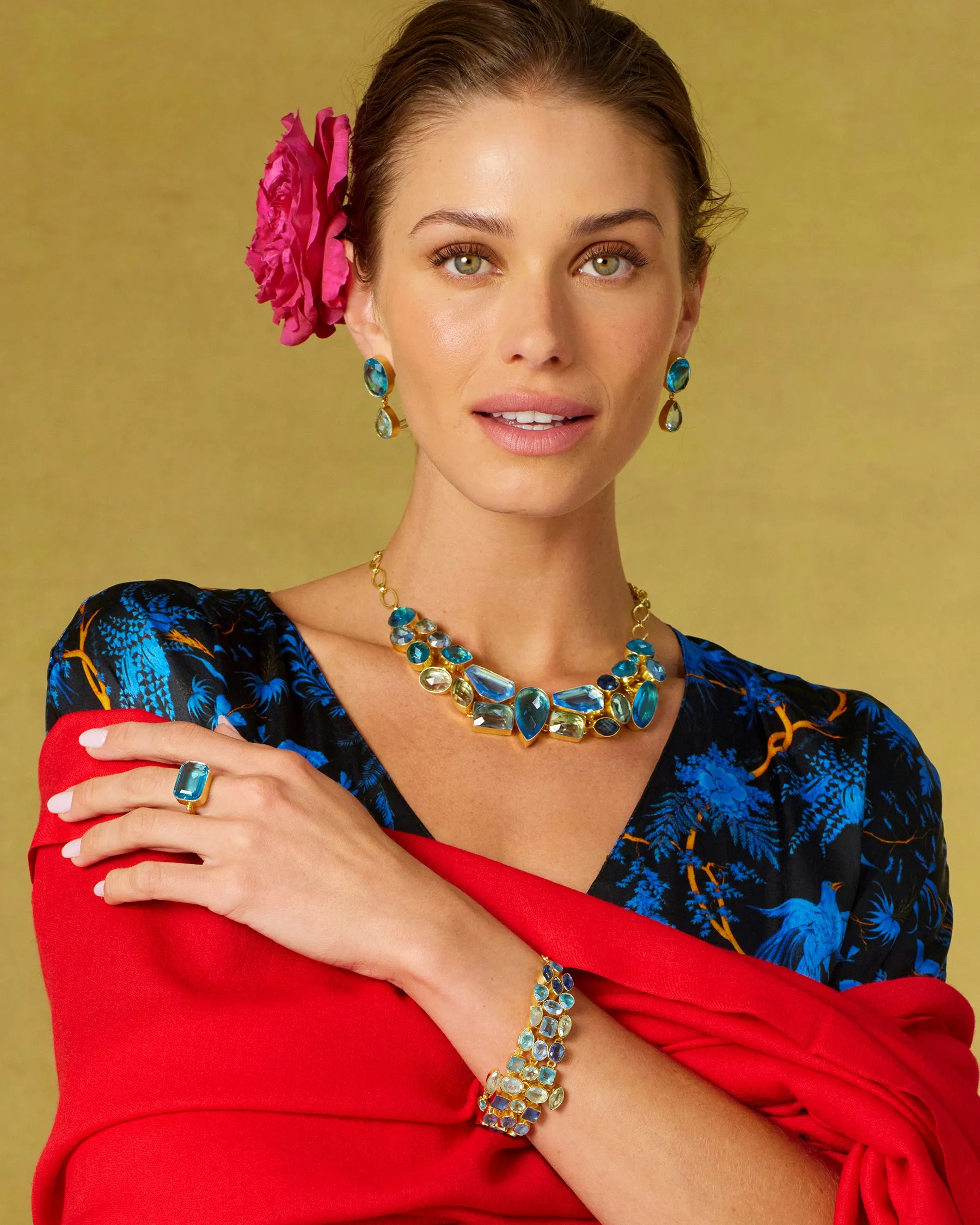 Constance Jewel Encrusted Bracelet in Byzantine Sea Blues