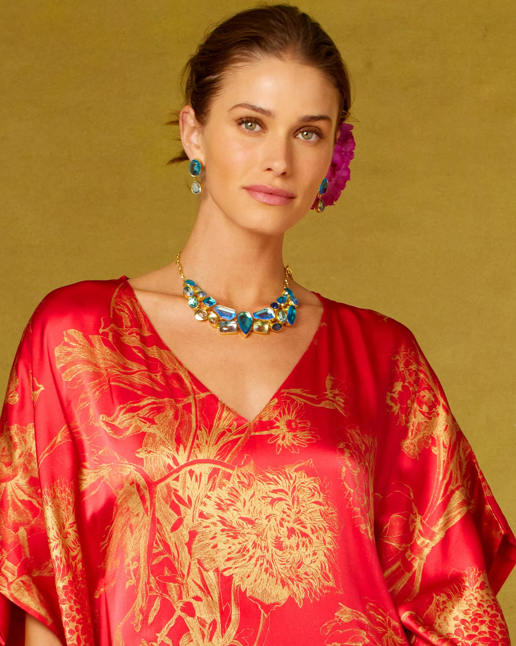 Constance Jewel Encrusted Necklace in Byzantine Sea Blues