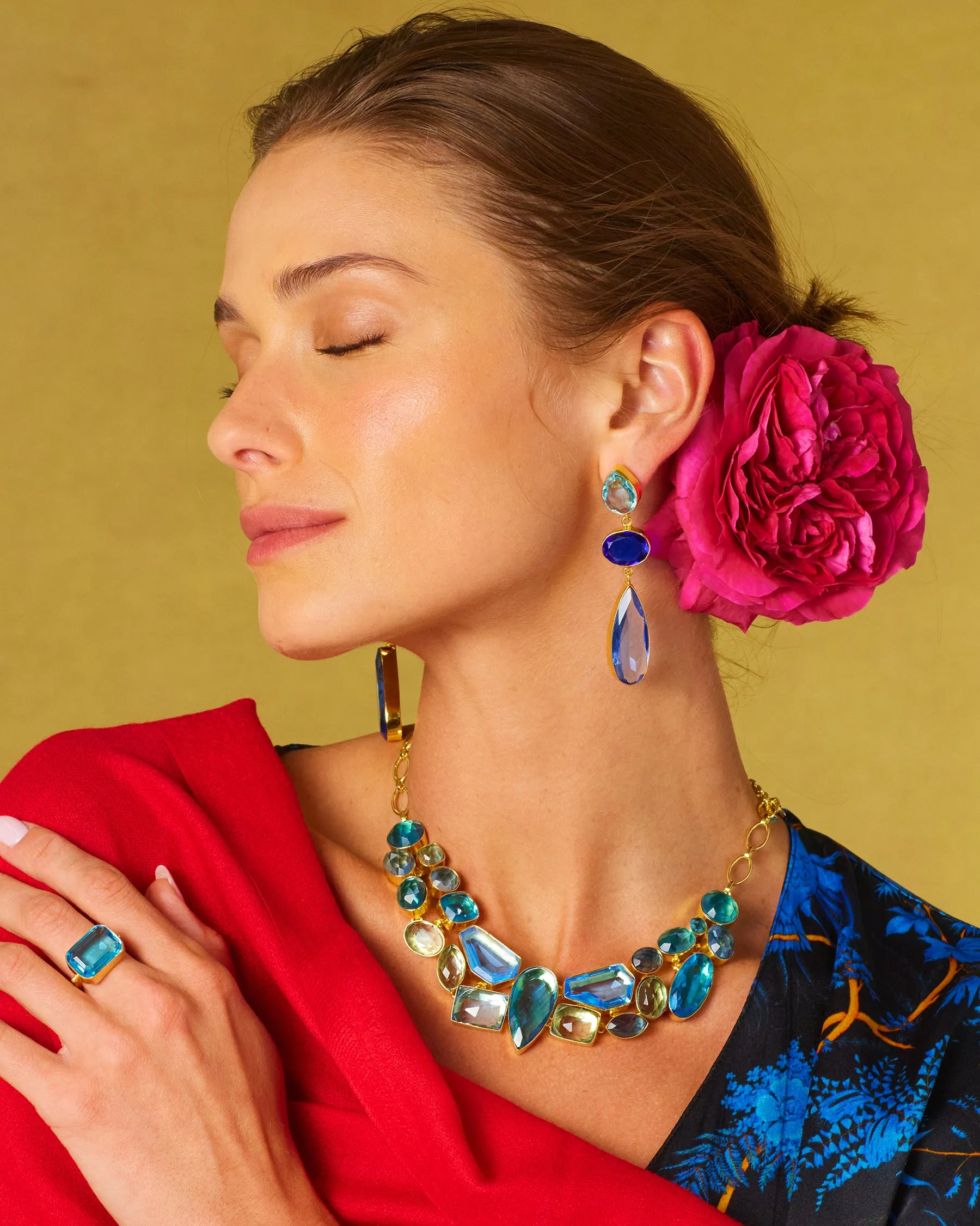Constance Jewel Encrusted Necklace in Byzantine Sea Blues
