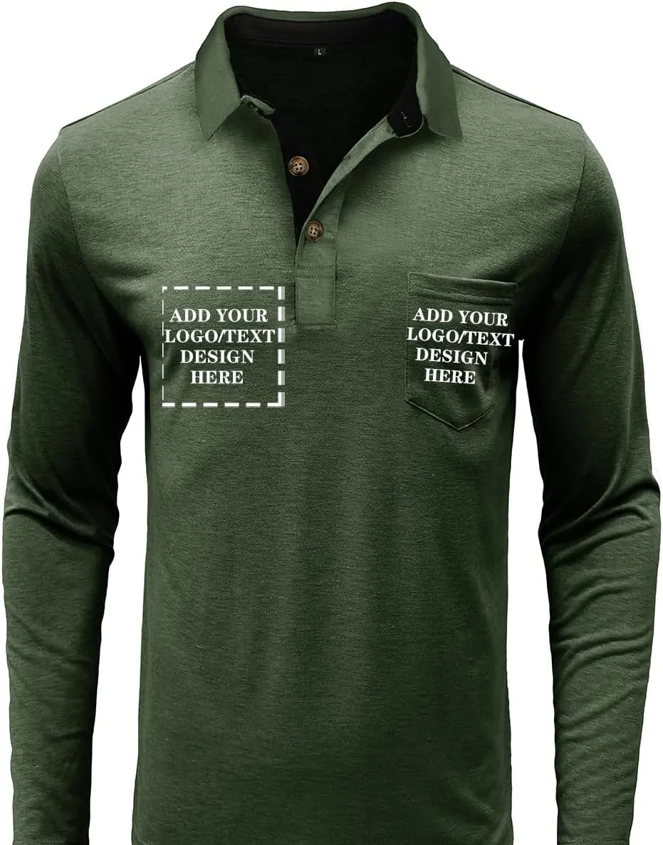 Custom Polo Shirts for Men Casual Short/Long Sleeve Personalized Tee Shirts Customized Golf T Shirt with Pockets