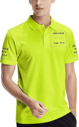 Custom Polo Shirts for Men Personalized Polo Shirt Slim Fit Design Your Own Logo & Text T-Shirts Print Golf Shirt