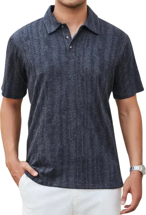 Damipow Mens Golf Shirts Dry Fit Polo Shirts Moisture Wicking Short Sleeve Hawaiian Polo Shirt