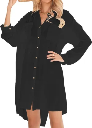 Eddoyee Summer Casual Swimsuit Cover Ups for Women Beach Shirt Tunic Dress