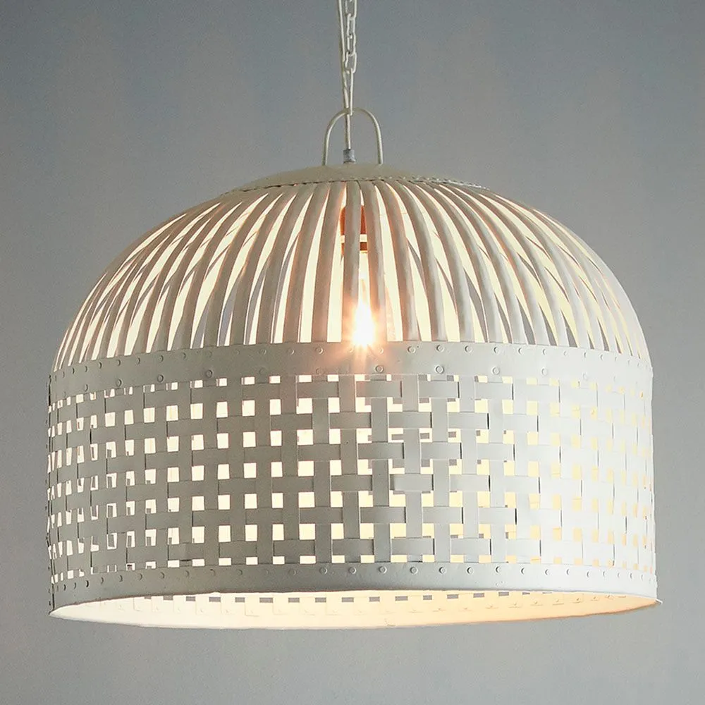 Esch Large - White - Woven Iron Strips Pendant Light