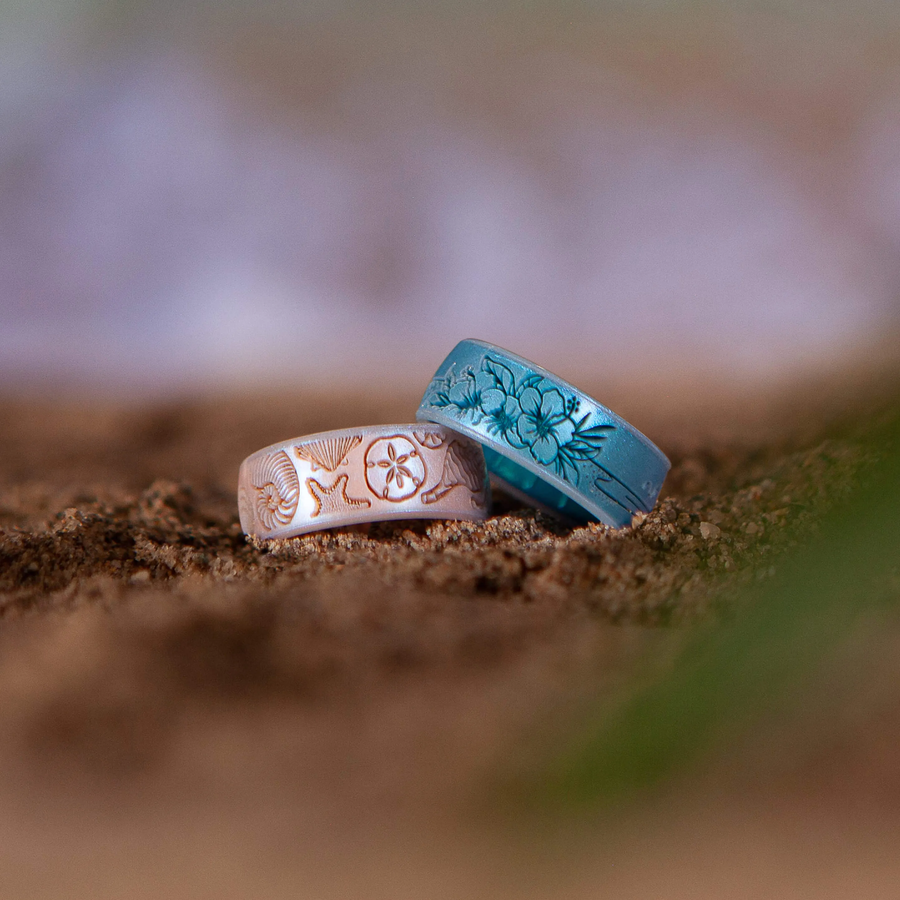Etched Coastal Silicone Ring - She Sells Seashells