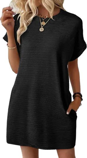 EVALESS Womens Summer Dresses Fashion 2025 Short Sleeve Spring Mini Dress Casual Beach Vacation Clothes Dresses