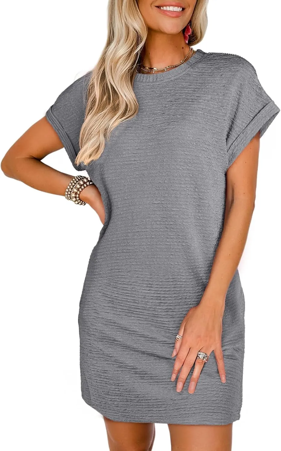EVALESS Womens Summer Dresses Fashion 2025 Short Sleeve Spring Mini Dress Casual Beach Vacation Clothes Dresses