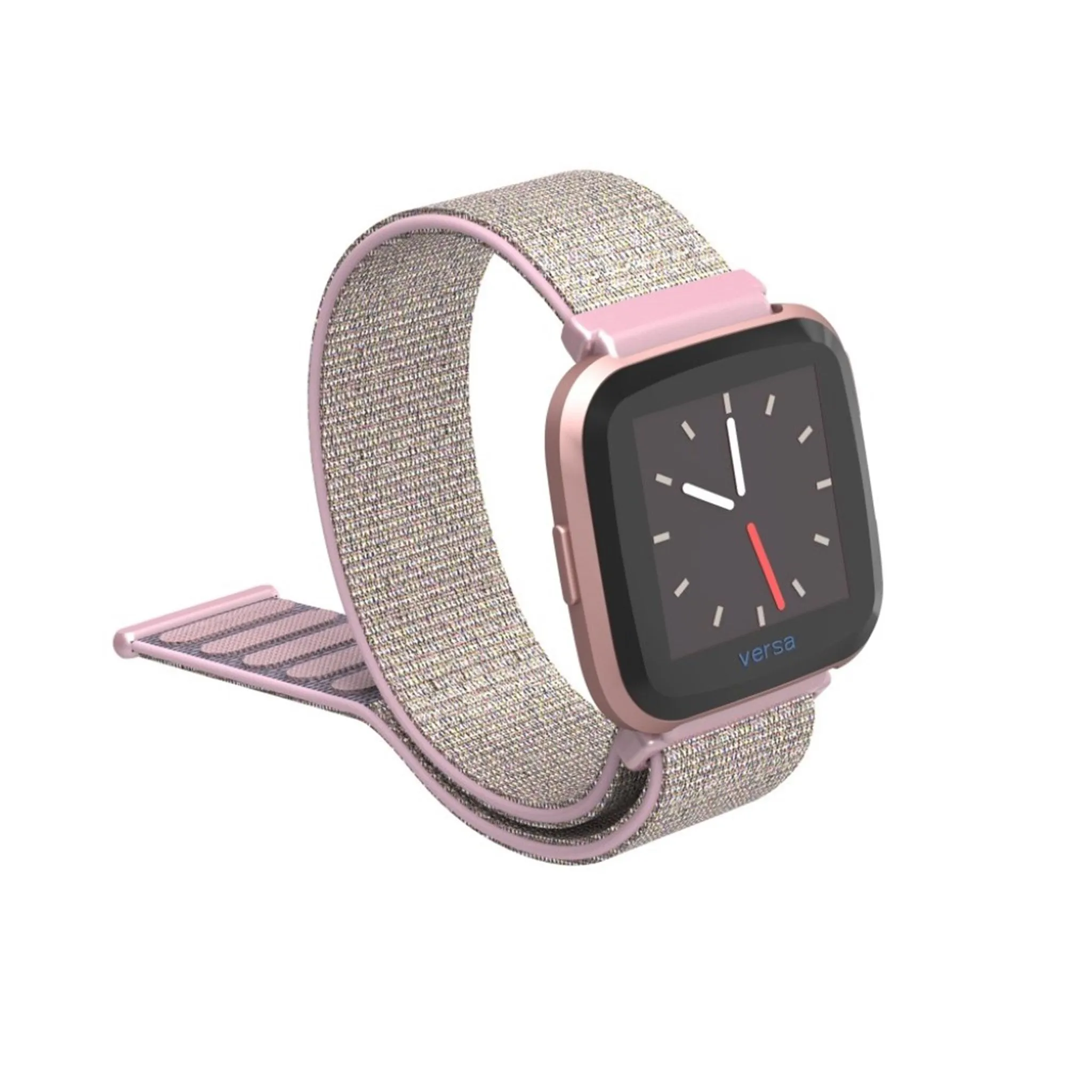 Fitbit Versa velcro closure flexible watchband - Silver / Pink