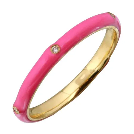 Five Diamonds Enamel Stack Ring