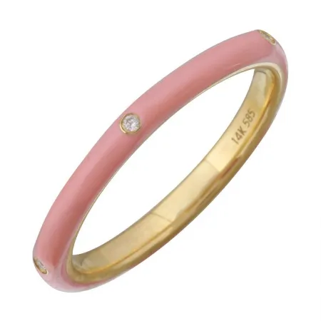Five Diamonds Enamel Stack Ring