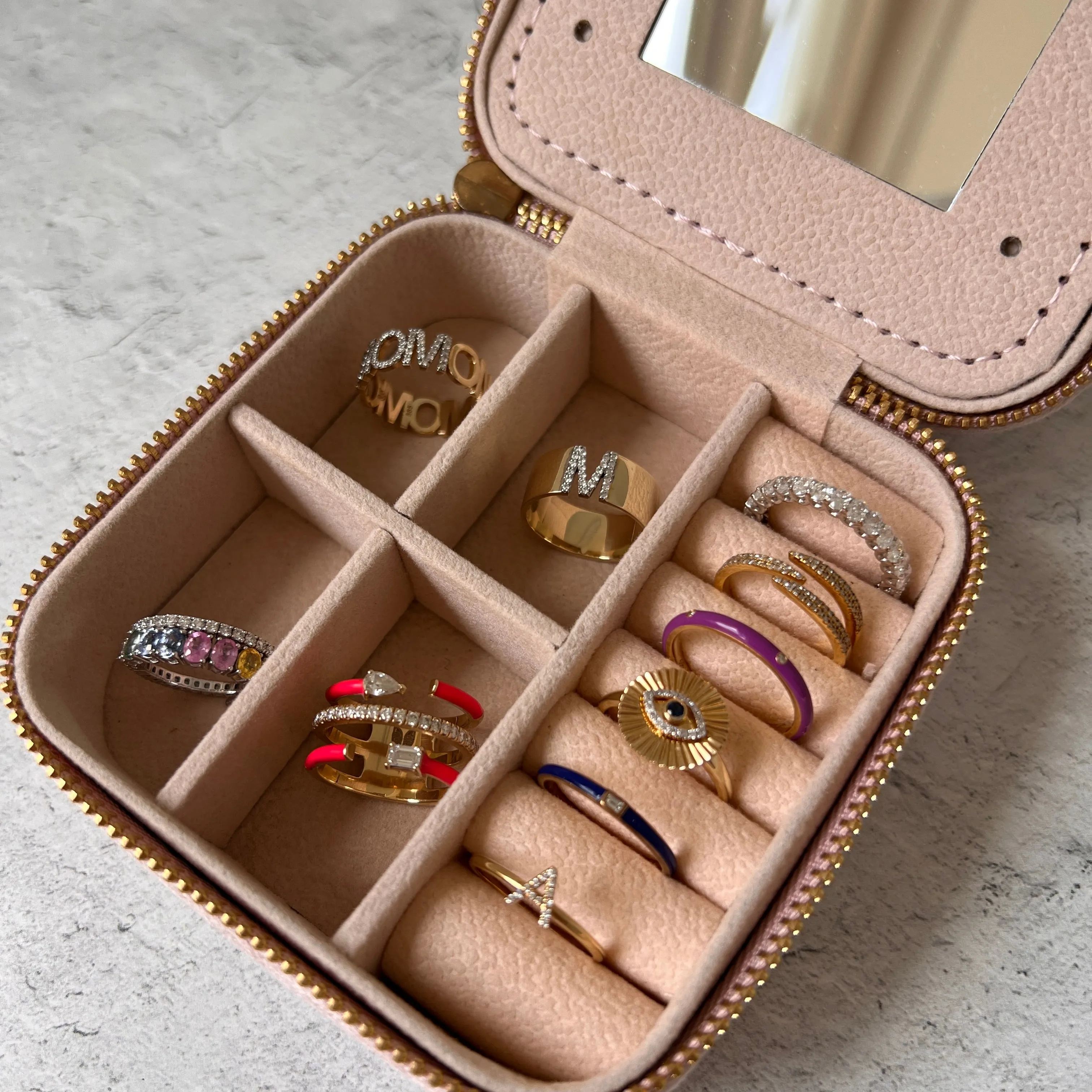 Five Diamonds Enamel Stack Ring