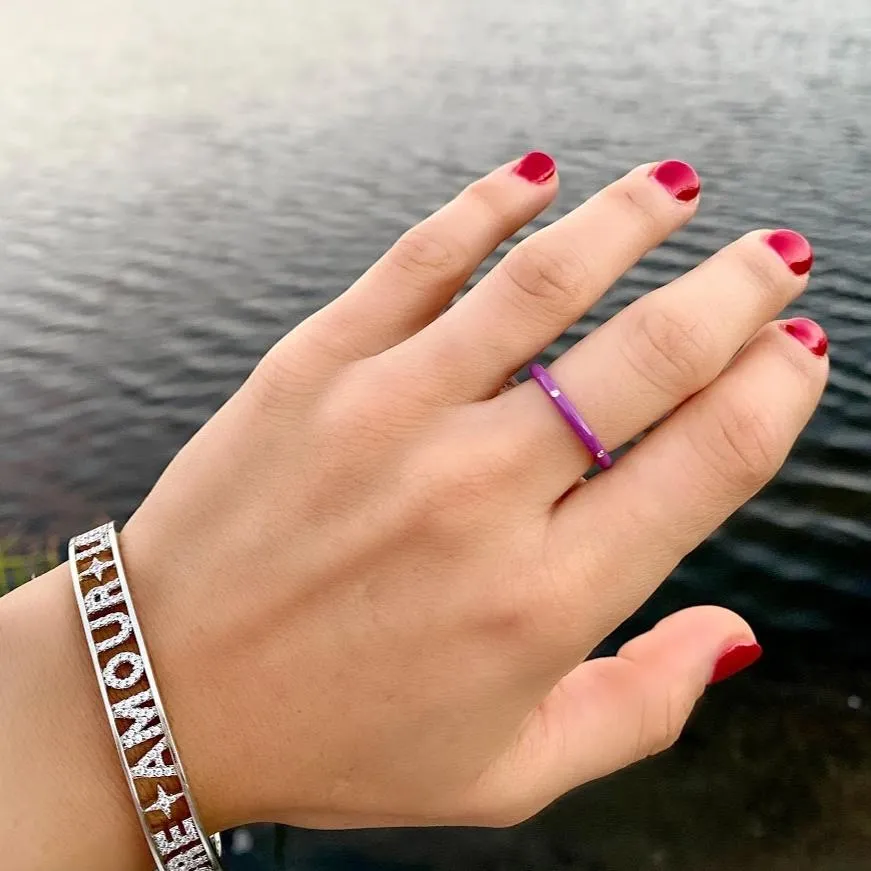 Five Diamonds Enamel Stack Ring