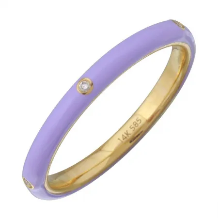 Five Diamonds Enamel Stack Ring