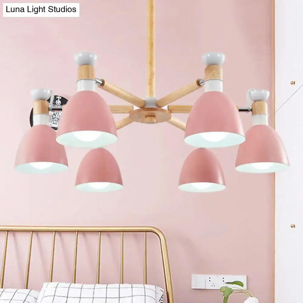 Macaroon Dome Hanging Light Fixture with 6 Bulbs - Elegant Living Room Lamp