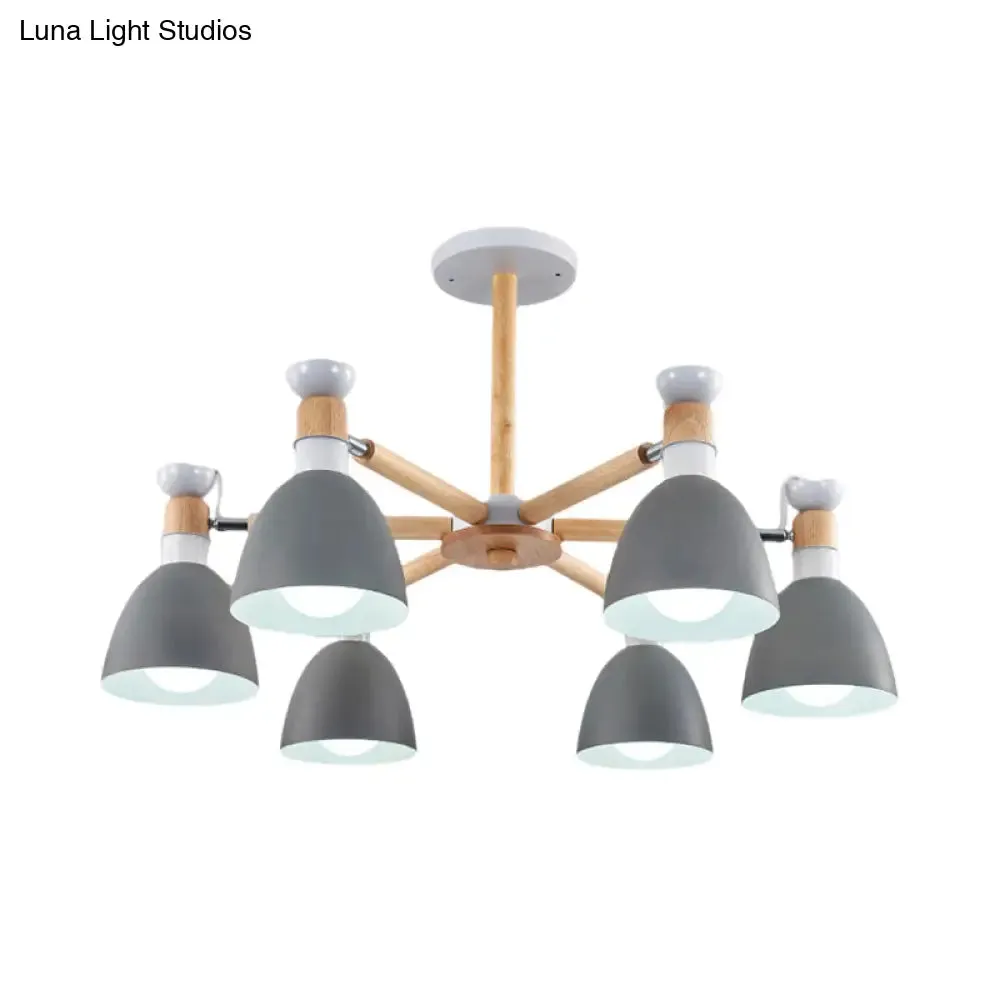 Macaroon Dome Hanging Light Fixture with 6 Bulbs - Elegant Living Room Lamp