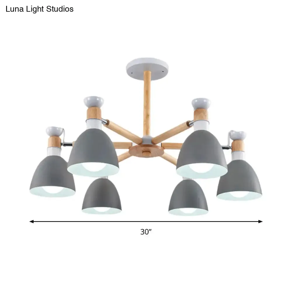 Macaroon Dome Hanging Light Fixture with 6 Bulbs - Elegant Living Room Lamp