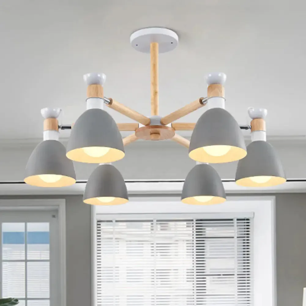 Macaroon Dome Hanging Light Fixture with 6 Bulbs - Elegant Living Room Lamp