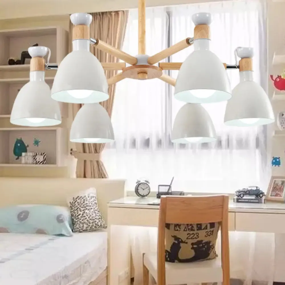 Macaroon Dome Hanging Light Fixture with 6 Bulbs - Elegant Living Room Lamp