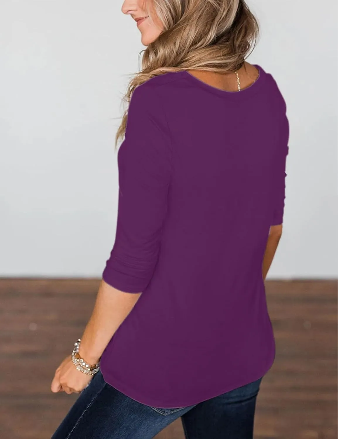 Minthunter Women's Half Sleeve T Shirts Casual Color Block Round Neck Spring Tops