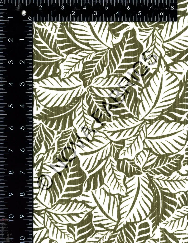 MONOTONE TROPICAL LEAF PRINTED ON POLYESTER SPANDEX 8X3 RIB NFT190348-042