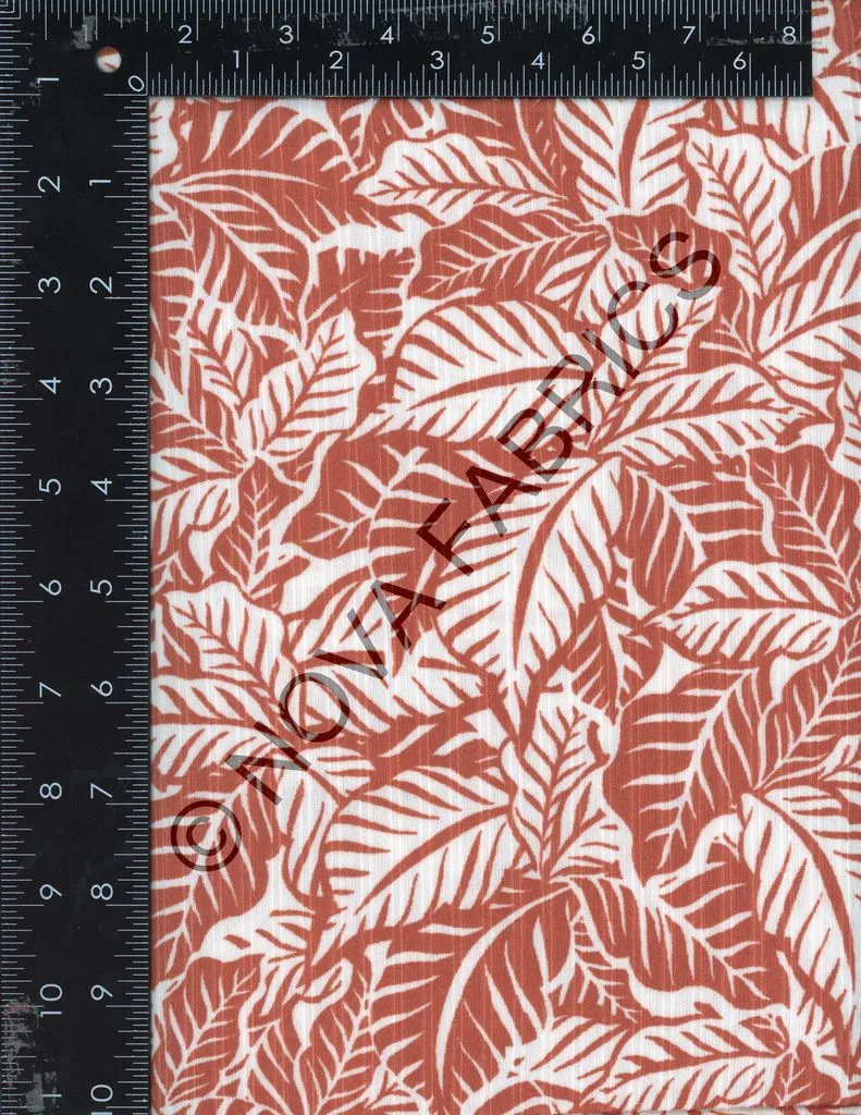 MONOTONE TROPICAL LEAF PRINTED ON POLYESTER SPANDEX 8X3 RIB NFT190348-042