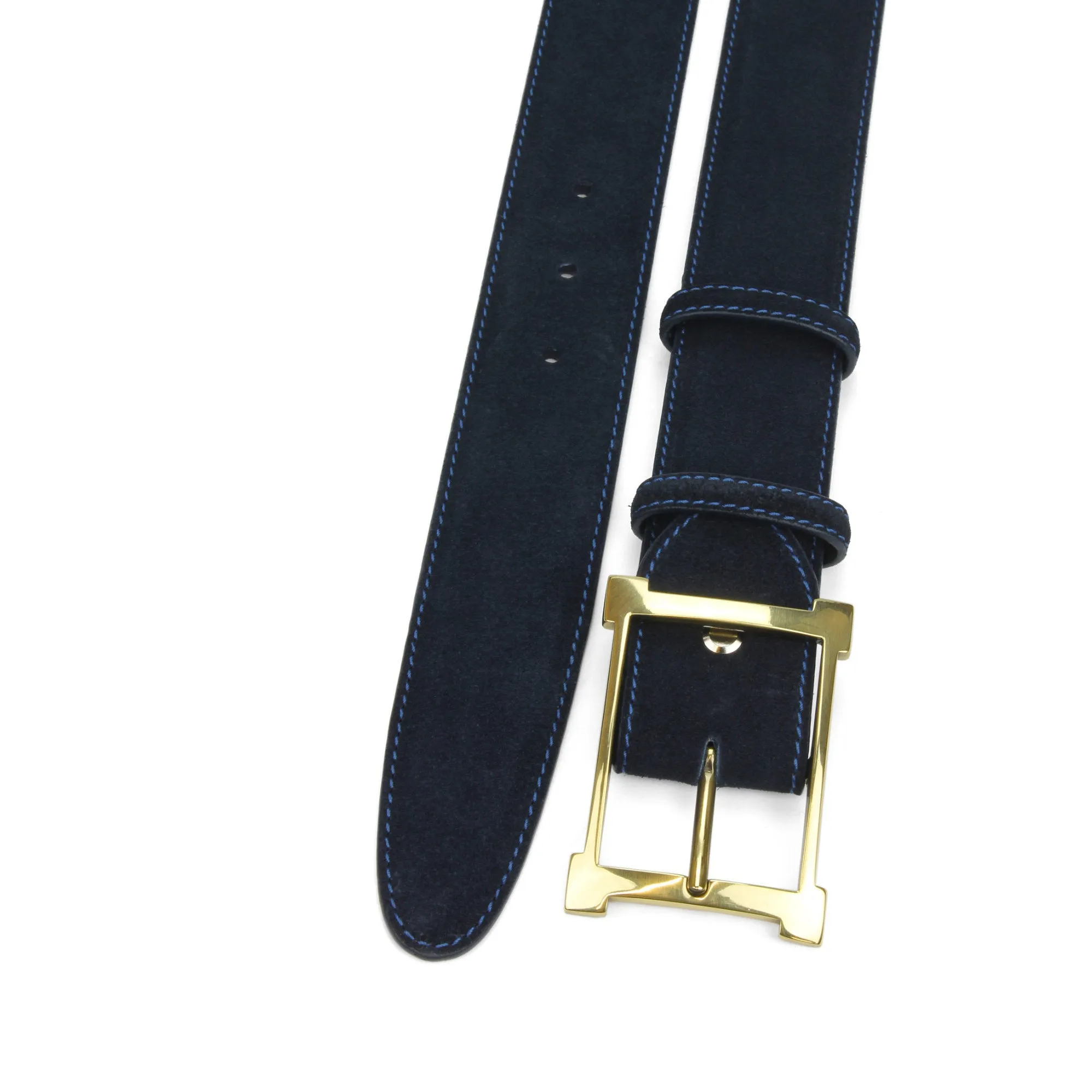 Navy Blue Classic Suede Frame Belt