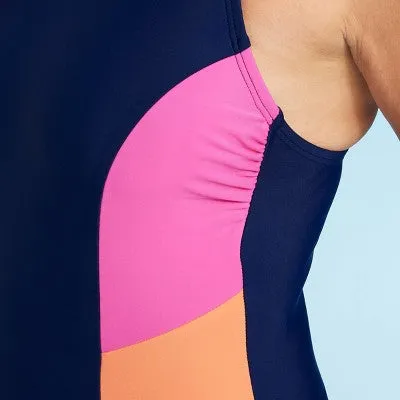 New - Lands' End Women's High Neck One Piece Swimsuit Sporty UPF 50  Swimwear