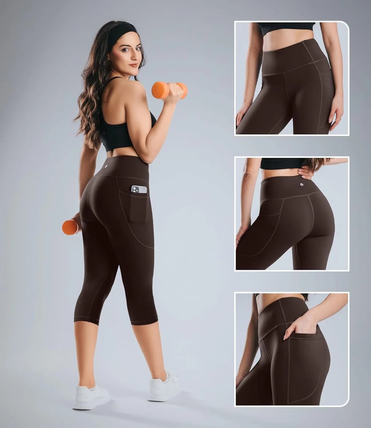 Nirlon NirLUX Capri Leggings for Women - NirLUX Capri Leggings with Pockets for Women, Regular & Plus Size Yoga Pants