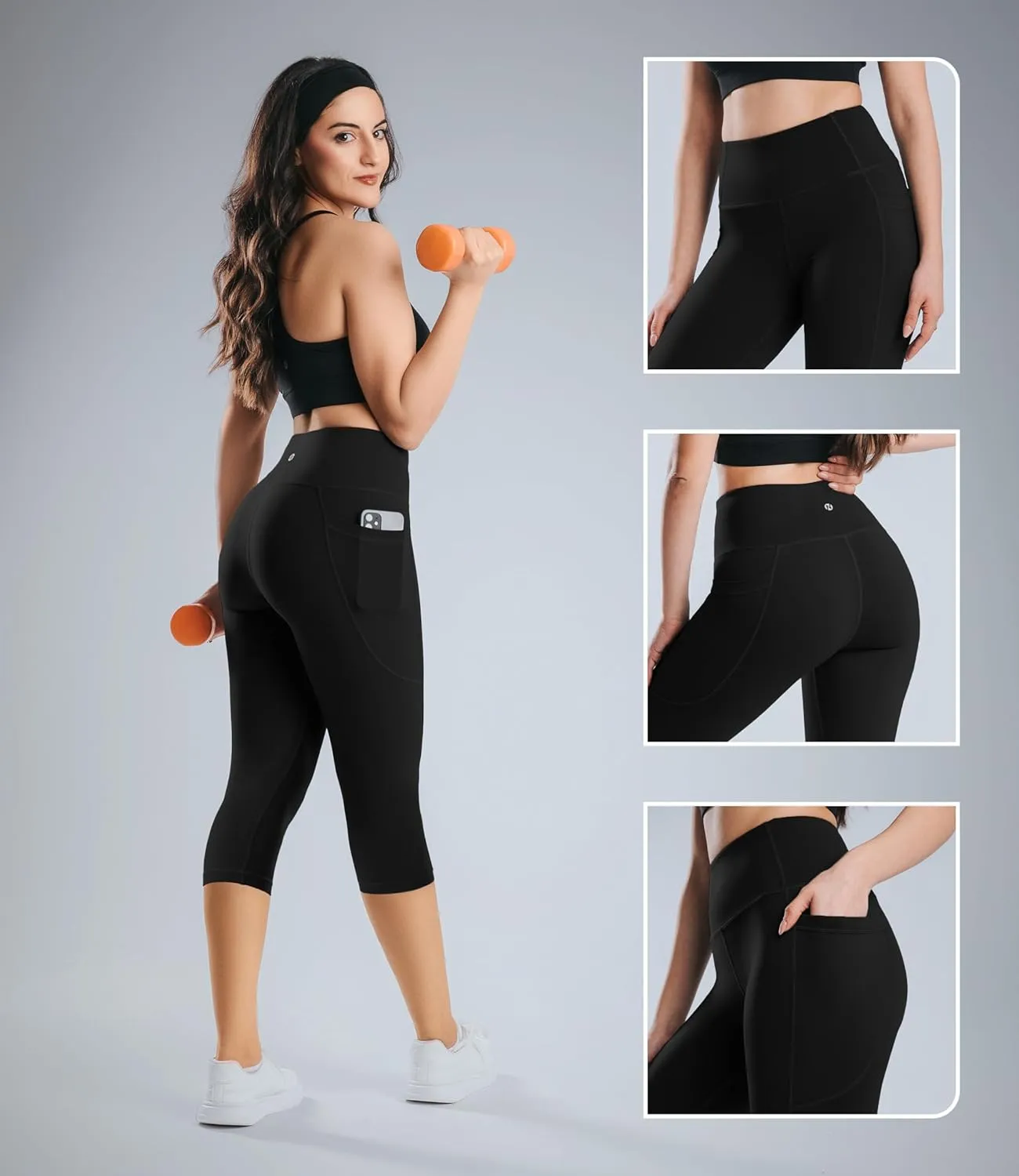 Nirlon NirLUX Capri Leggings for Women - NirLUX Capri Leggings with Pockets for Women, Regular & Plus Size Yoga Pants