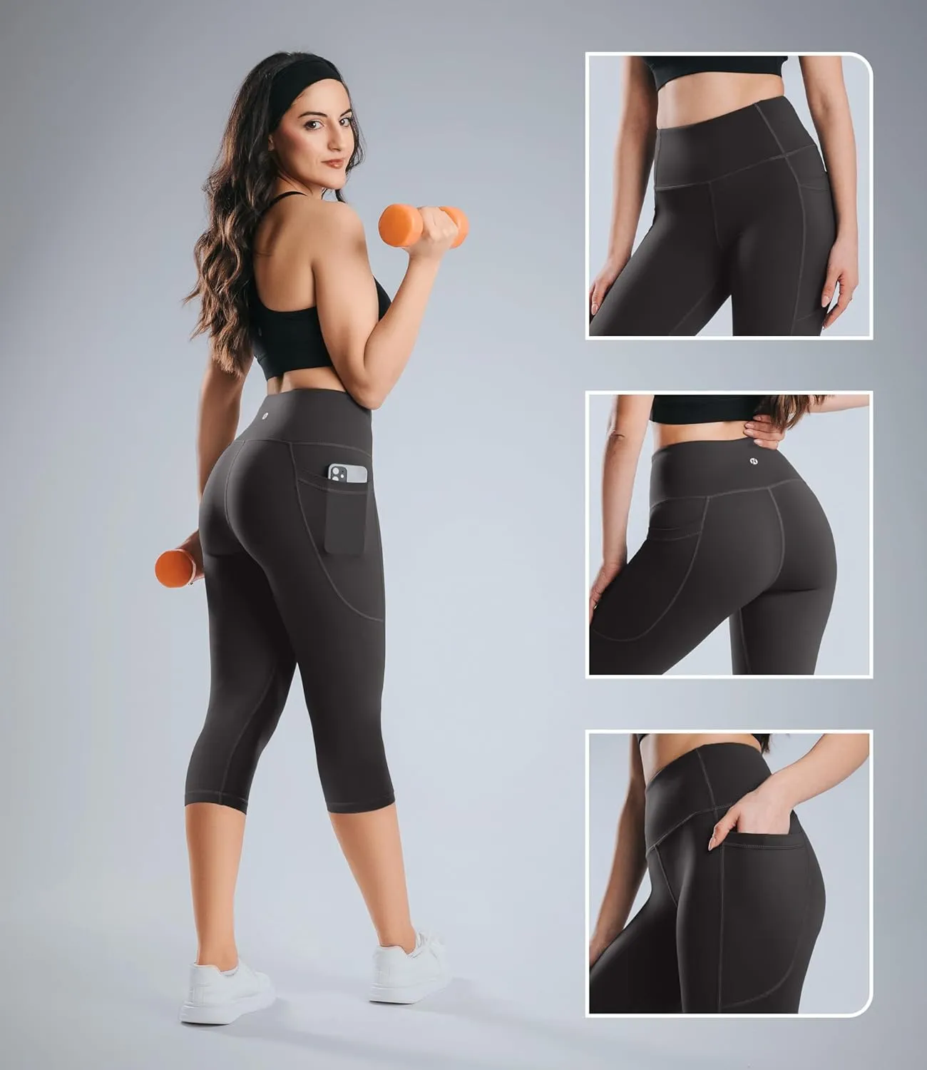 Nirlon NirLUX Capri Leggings for Women - NirLUX Capri Leggings with Pockets for Women, Regular & Plus Size Yoga Pants