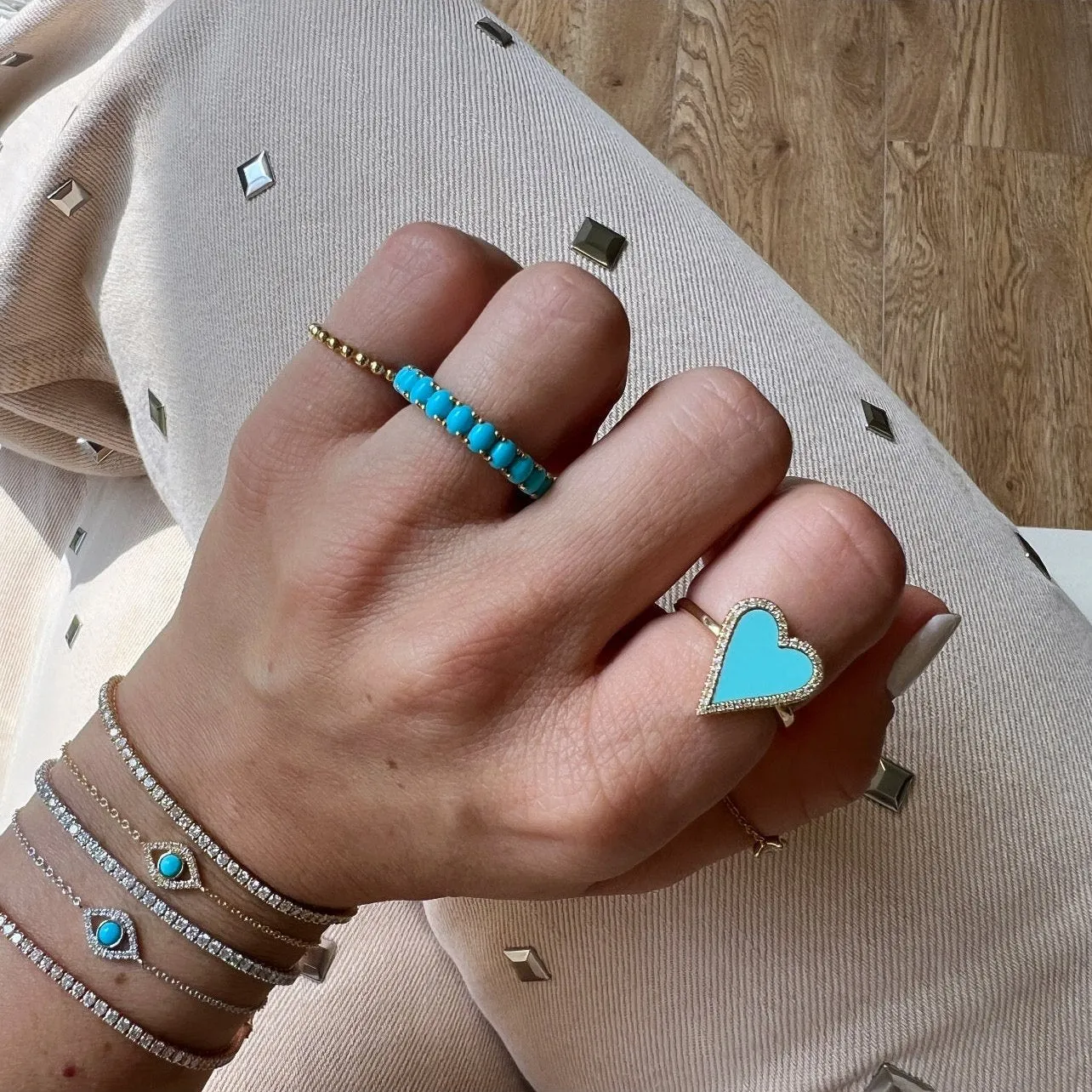 Oval Turquoise Eternity Ring