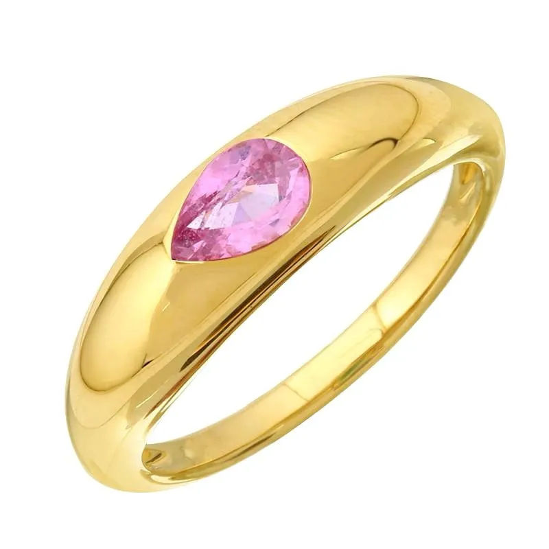 Pear Cut Single Gemstone Dome Ring