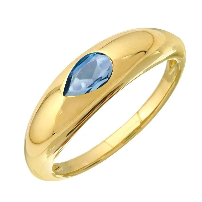 Pear Cut Single Gemstone Dome Ring