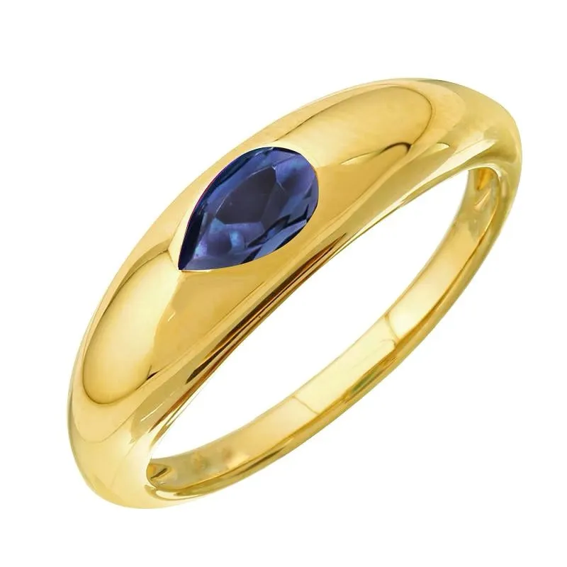 Pear Cut Single Gemstone Dome Ring