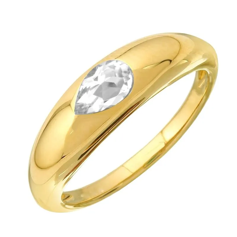 Pear Cut Single Gemstone Dome Ring