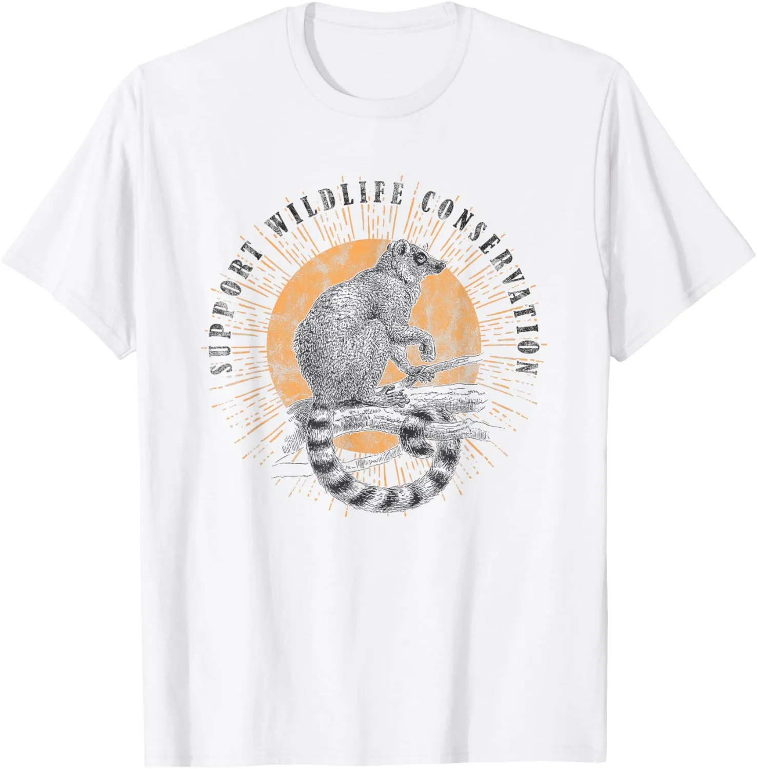 Retro Lemur Wildlife Conservation Animal Lover Gift T-Shirt
