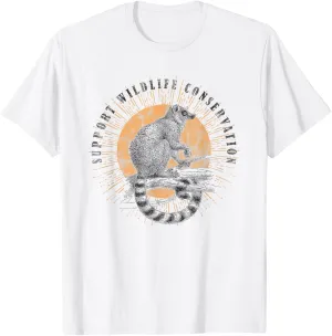 Retro Lemur Wildlife Conservation Animal Lover Gift T-Shirt