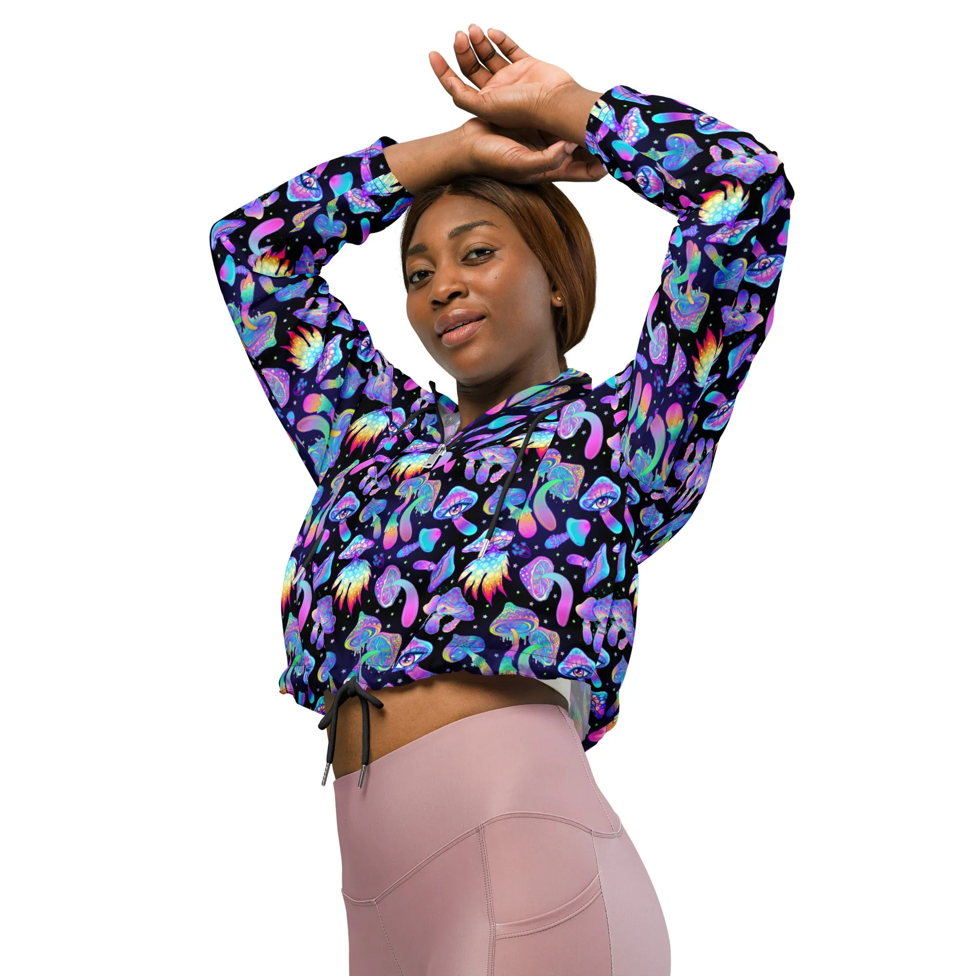 Shroomin Black Cropped Windbreaker