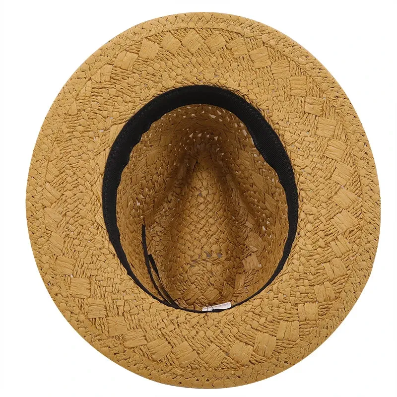Straw Wide Brim Hat With Chain Band