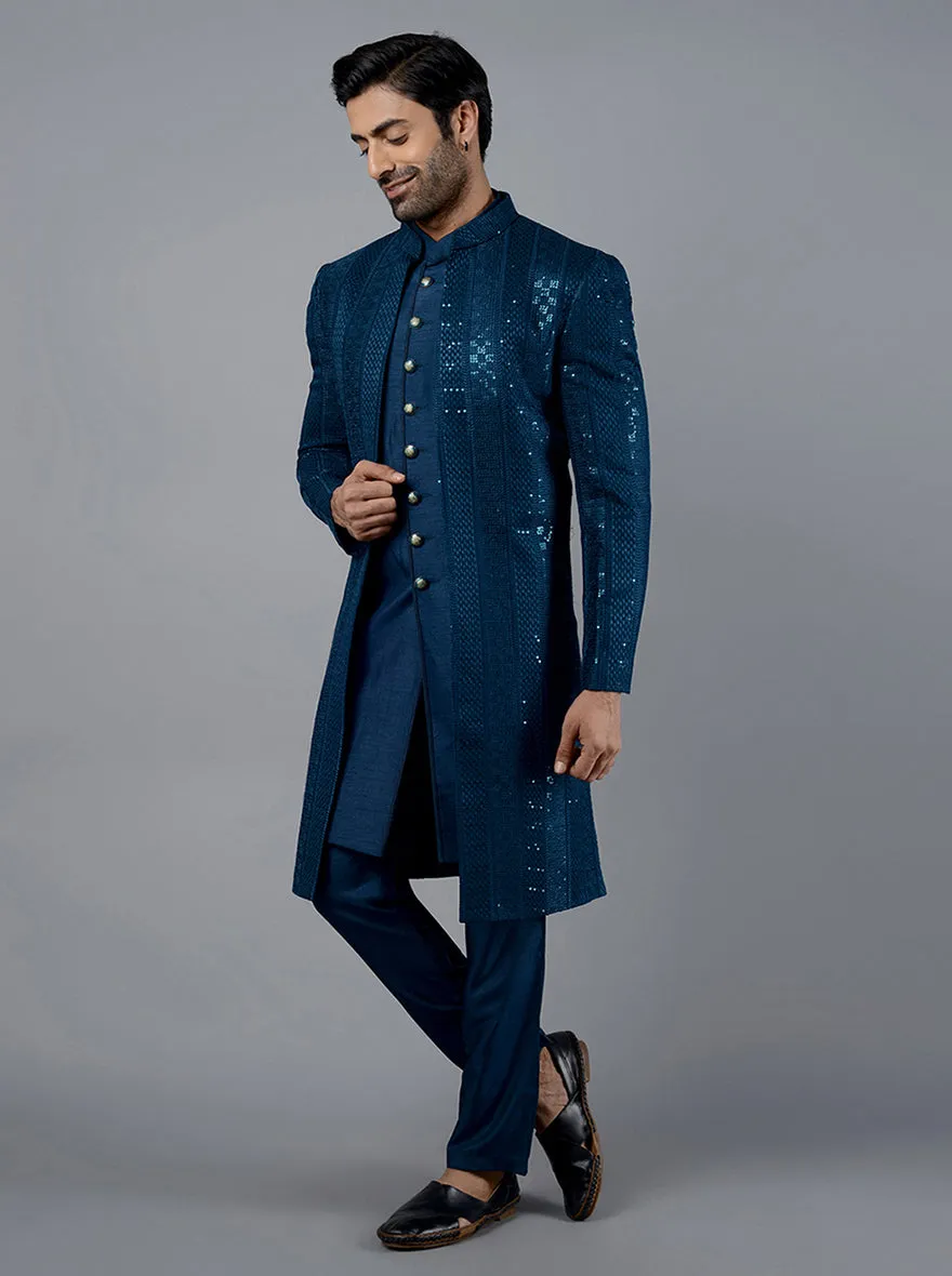 Teal Blue Indowestern | TULA