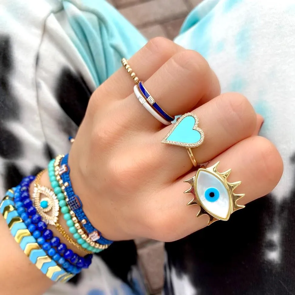 Turquoise Heart Diamond Outline Heart Ring